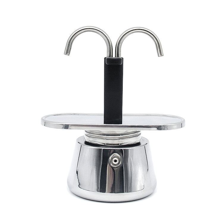 Moka pote tubo duplo 304 aço inoxidável cafeteira italiana Espresso Mini mão Brew cafeteira