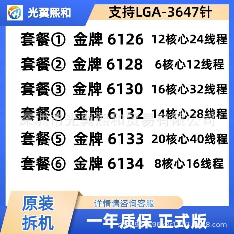 IntelXEON 6126 6128 6130 6132 6133 6134 M 6138 CPU de 3647 pinos