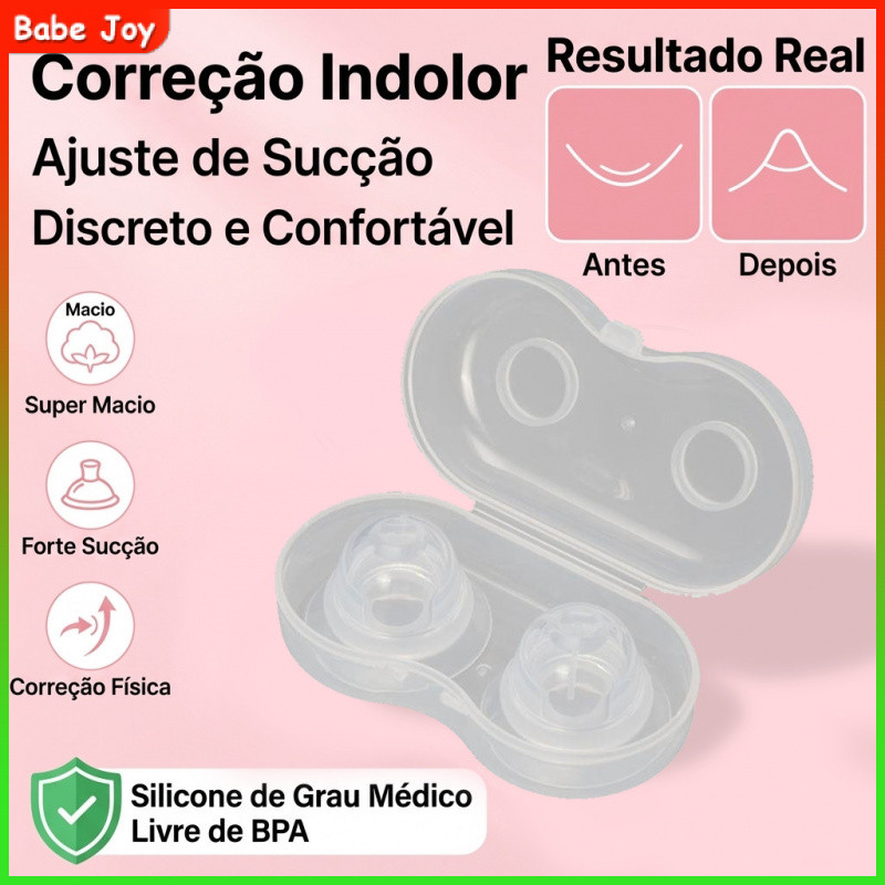 1 Par De Corretor De Mamilo De Silicone , Para Correção Mamilos Planos Invertidos + Estojo em Oferta na Shopee