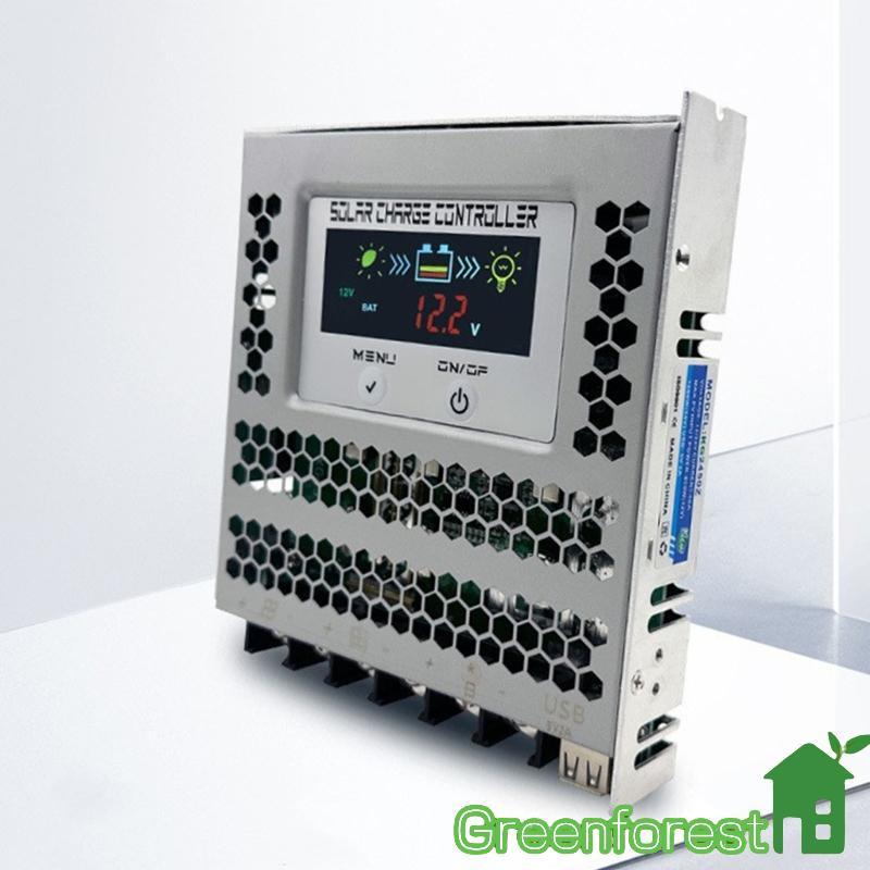 greenfor Display LCD Regulador Solar 10 20 30A Controlador Carregamento 12V 24V Fácil Usar