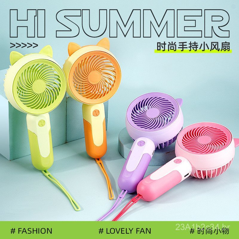 Novo Mini Ventilador Portátil com Cordão, Ventilador USB Recarregável para Estudantes, Ventilador Elétrico de Mesa com A