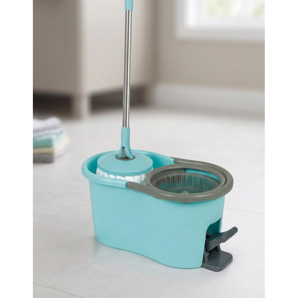 Mop Giratório 360 com Balde Centrifugador 8L Cabo Ajustável Limpeza Prática