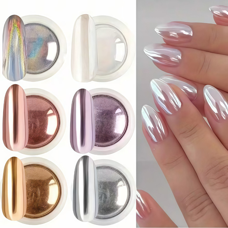 Kit 6 Pó Cromo Metalizado Unhas Cromado Decoração