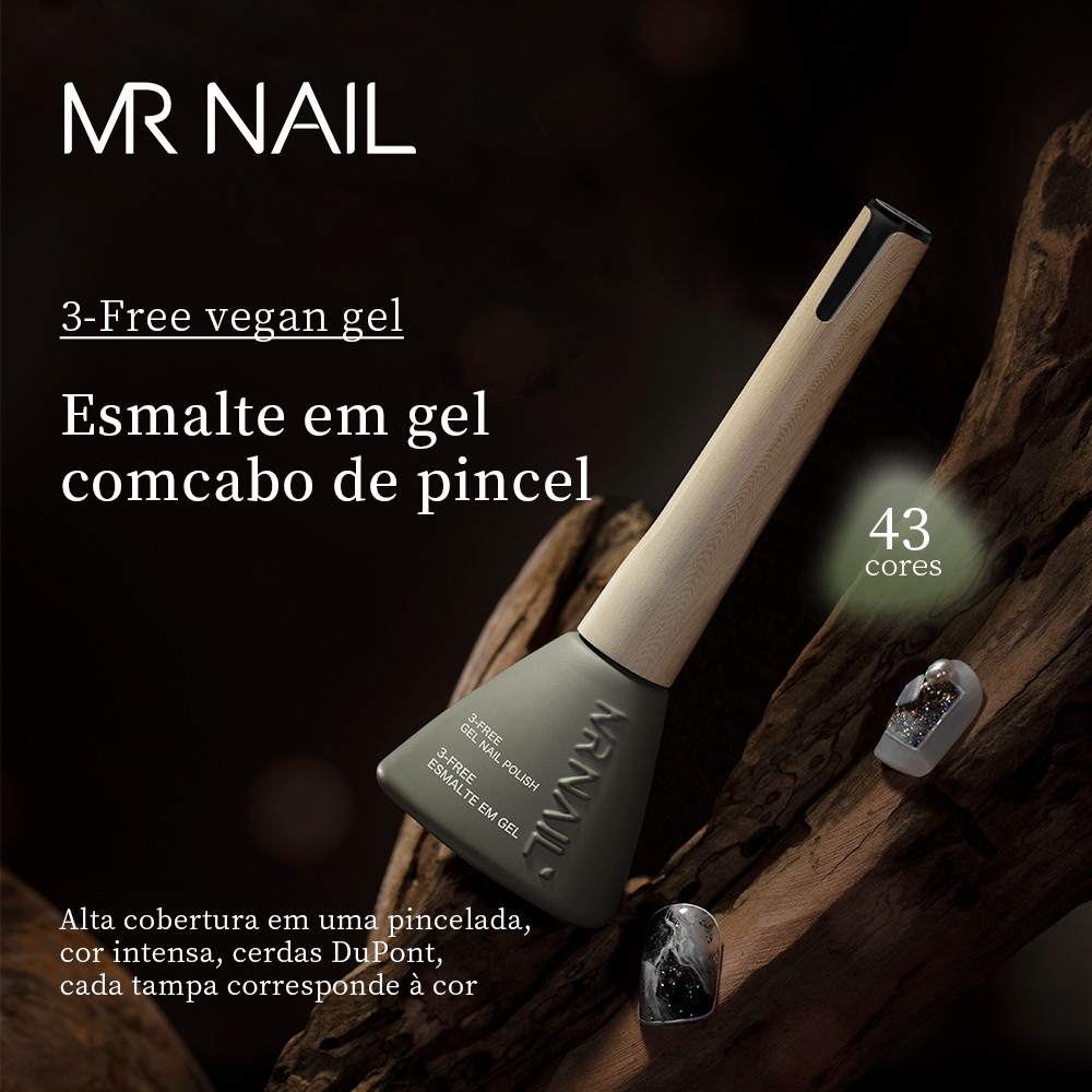 Esmalte em Gel 14g com Pincel 3-Free Vegano Alta Qualidade – MR Nail