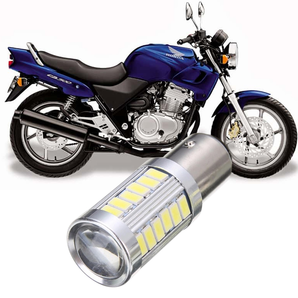 Lampada Ultra LED Luz de Freio e Lanterna Traseira P21/5W Moto Motocicleta Honda CB 500 Antiga 1997 a 2005