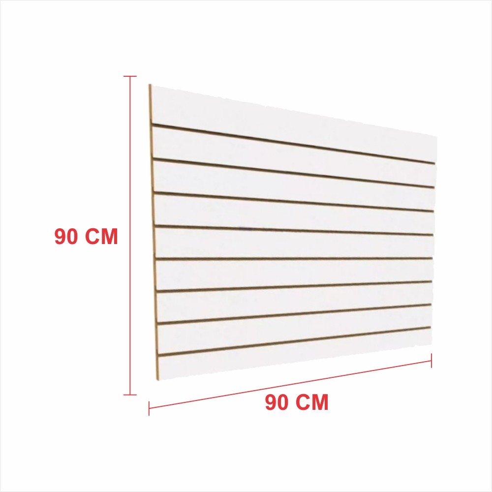 Painel canaletado 90x90 Branco kit placa mdf loja canaletado canelado E-nichos