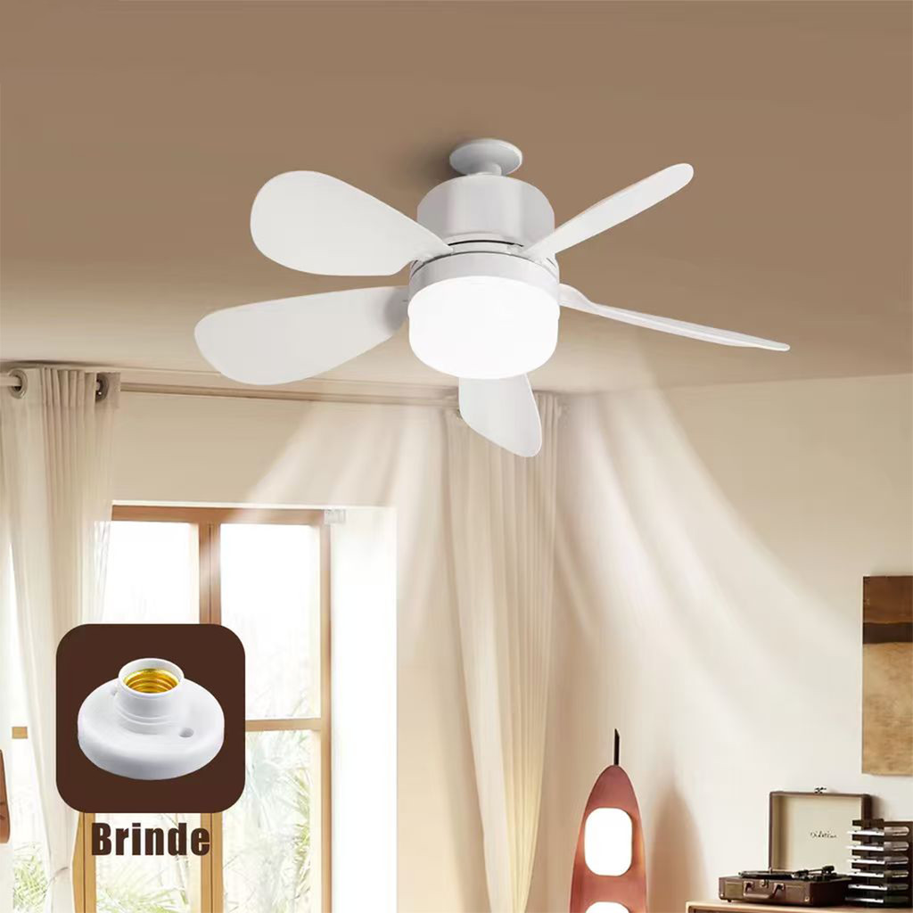 Ventilador de teto com luz silencioso controle remoto 6 pás econômica instalação Fácil Led Bivolt