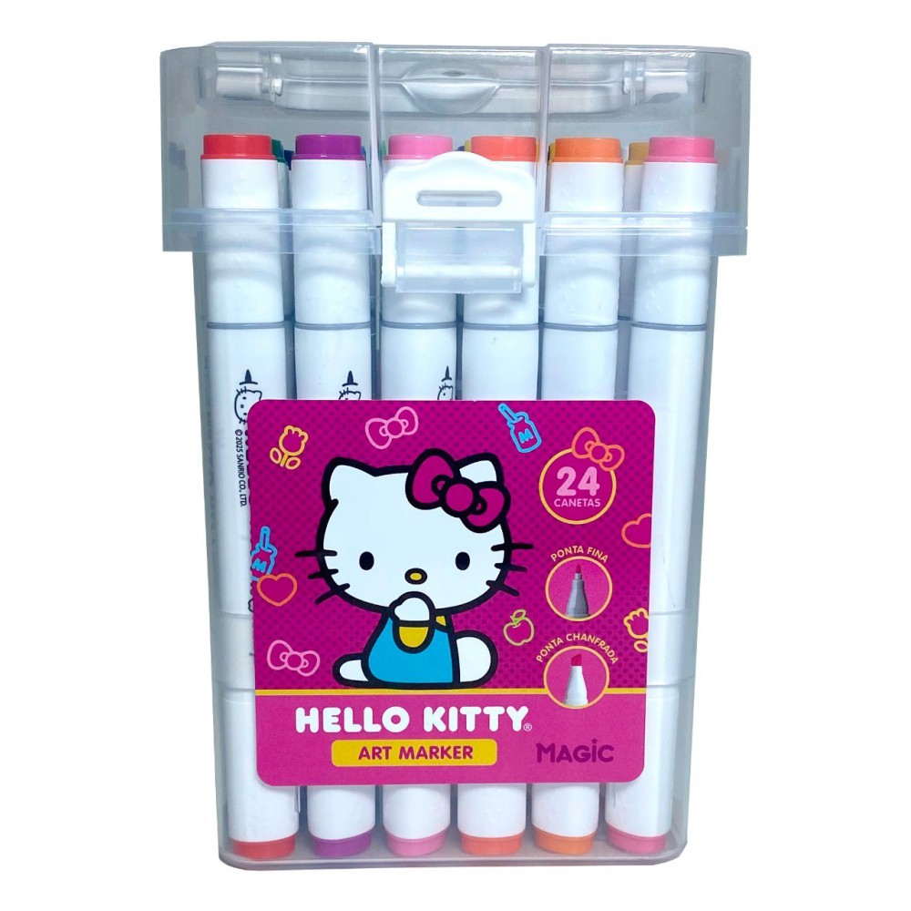 Kit Canetinha Touch Hello Kitty 24 Cores Art Marker - Canetas de Ponta Dupla