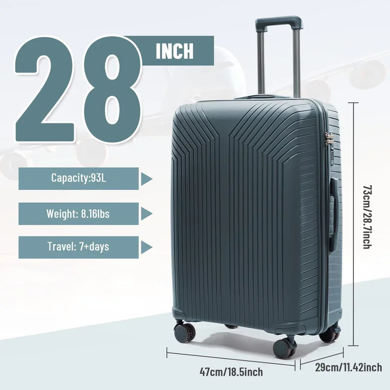 Nova Mala de Viagem de Grande Capacidade 2024, Mala de Mão Durável TSAC, Mala com Rodas de 20/24/28 Polegadas.