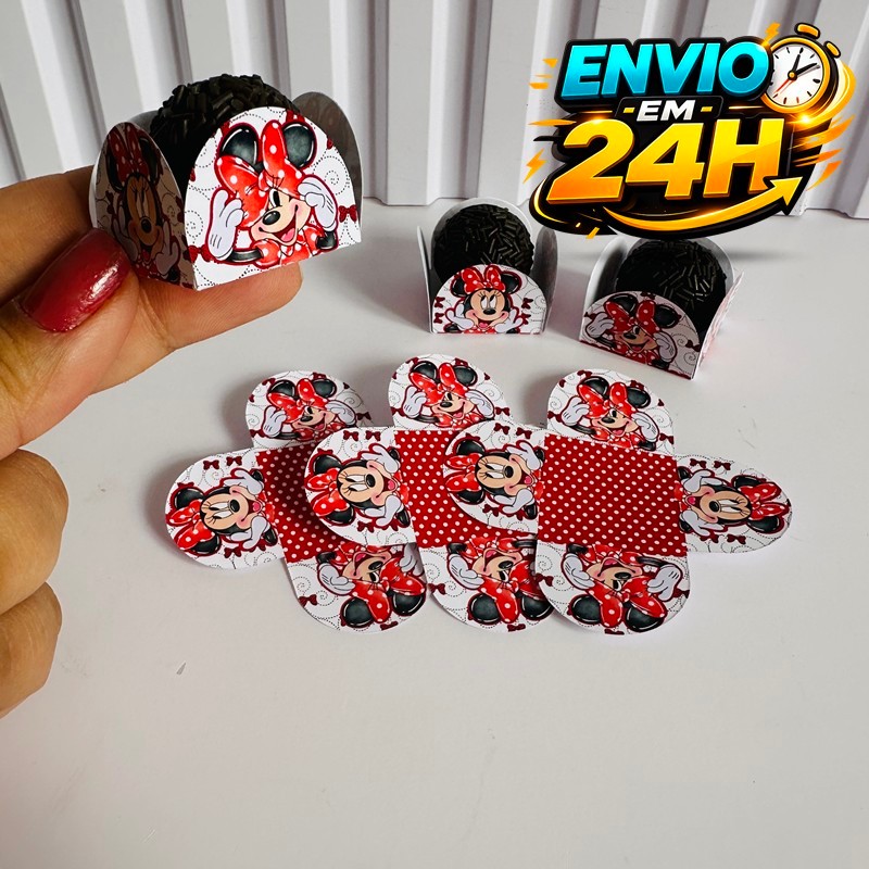 Forminha de Doces Minnie Vermelha Personalizada no Tema /Lembrancinha de Festa /Aniversário