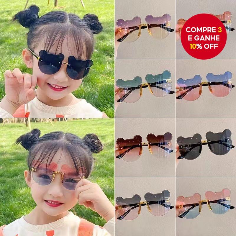 Moda Gradiente Cor Urso Óculos De Sol Bonito Uma Peça Crianças Proteção UV em Oferta na Shopee