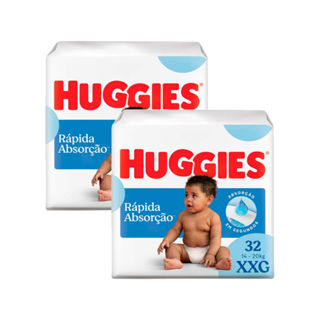 Kit 2 Fralda Huggies Rápida Absorção Tamanho XXG Pacote Mega 32 Unidades Descartáveis em Oferta na Shopee