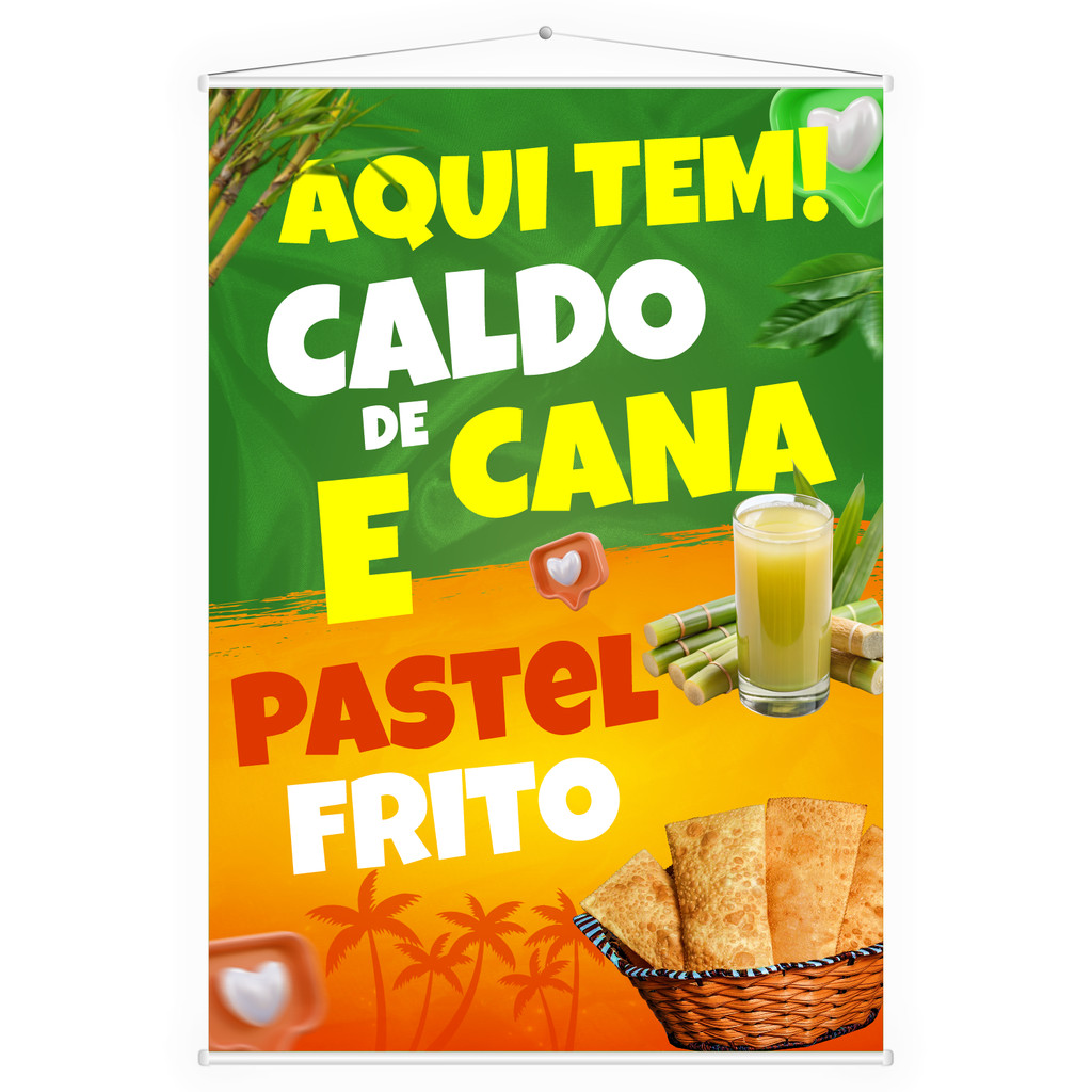 Banner Faixa Lona Caldo de Cana e Pastel Pastelaria Lanchonete Divulgação Garapa Comida 100x70