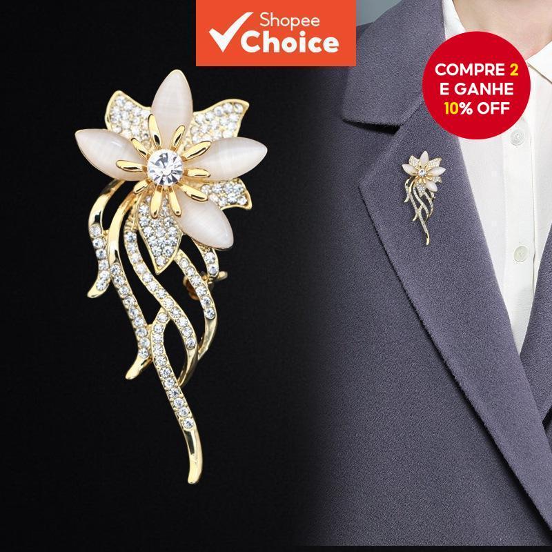 Palácio Retro diamante orquídea broche feminino temperamento personalidade All-Match opala pino Bauhinia broche