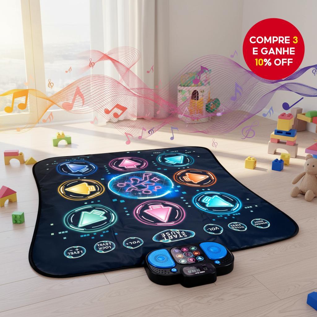  Tapete de Dança Infantil com Luzes LED, Tapete Musical para Meninos e Meninas, Jogo Eletrônico de Música, Presente