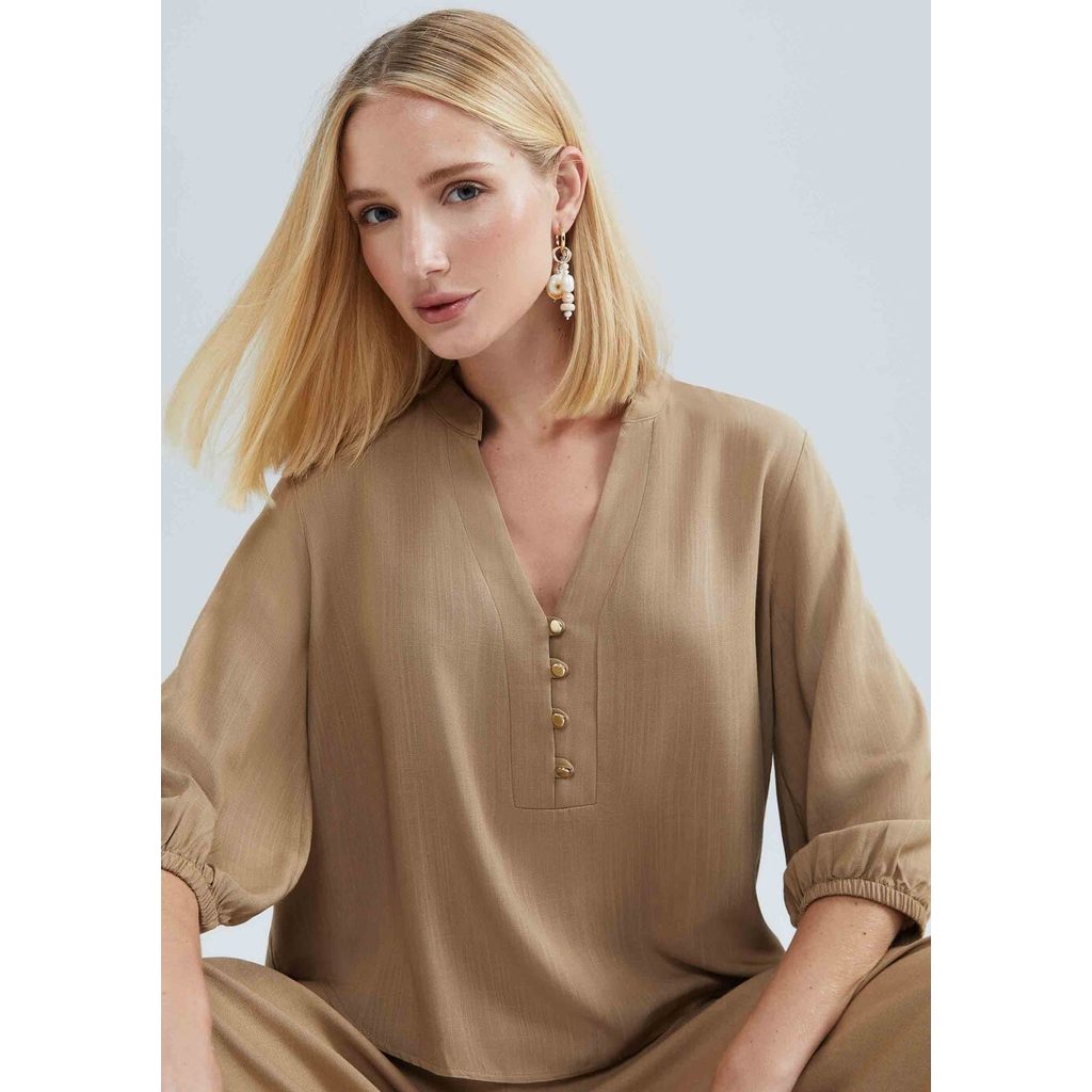 Blusa Feminina Reta Manga Bufante Flamê HERING