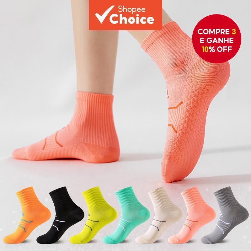 Meias Coloridas Para Corrida De Maratona – Curtas Unissex , Que Absorvem A Umidade , Respiráveis E Anti-Chafe Fitness (V