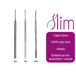 Kit Espátula Desencravador Slim Podologia - 3 Peças N206, N214 e Formão N254
