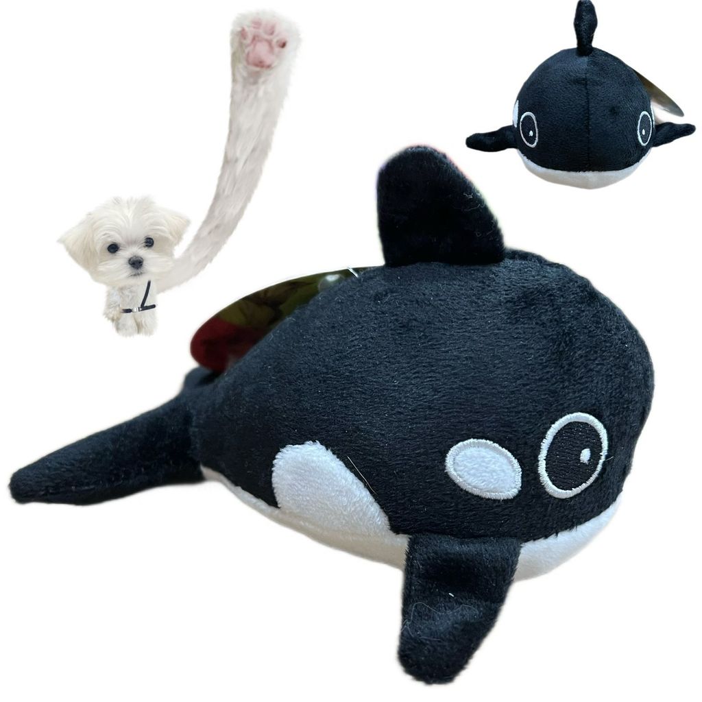 Pelúcia Pet Baleia Orca para Cachorros – Brinquedo Sonoro com Apito