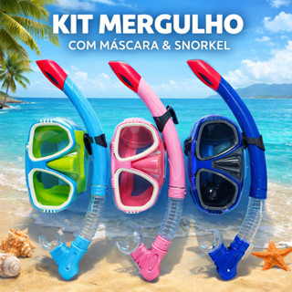 Kit Petrin Mergulho Snorkel Óculos Máscara Piscina Praia Banho Natação Infantil Verão Férias em Oferta na Shopee