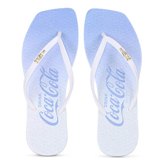 Chinelo Coca Cola Gradient Shine Azul e Branco - Feminino em Oferta na Shopee