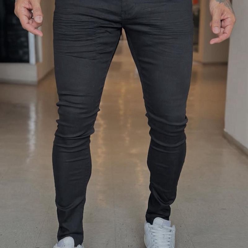 Calça sarja/jeans Masculina Premium Denim preta/cinza com Elastano Slim Básico Estilo Casual e Confortável