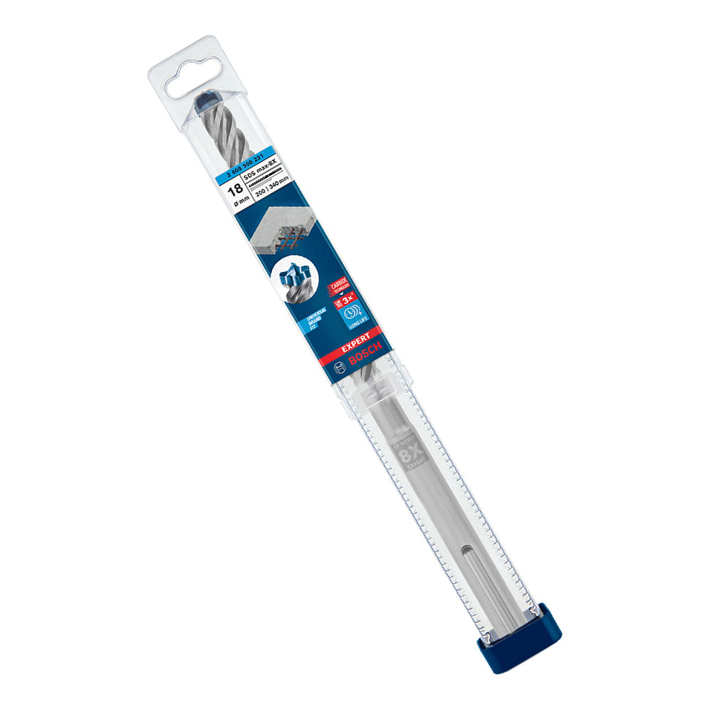 Broca de Vídea SDS Max 18mm x 340mm para Concreto Armado Bosch EXPERT MAX-8X