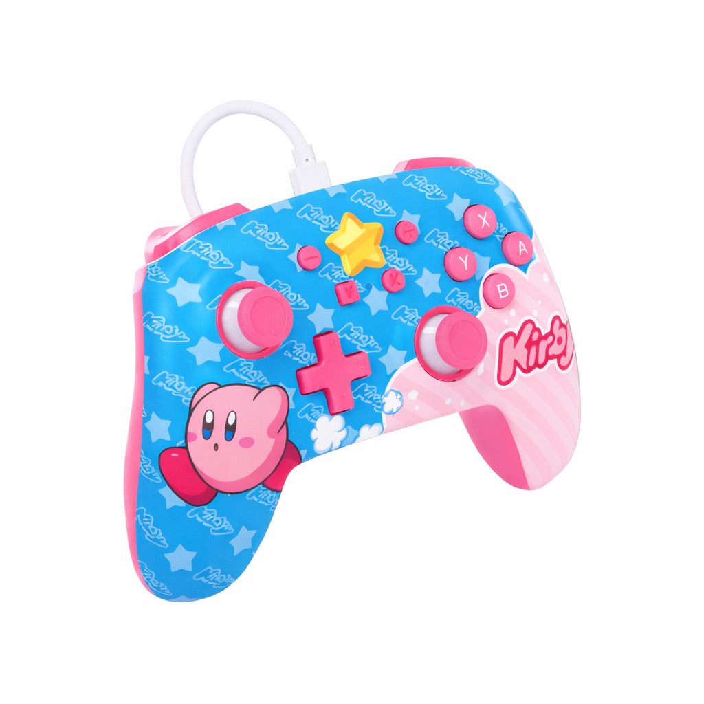 Controle Switch Com Fio Kirby USB Licenciado Nintendo Cabo 3m Headset P2