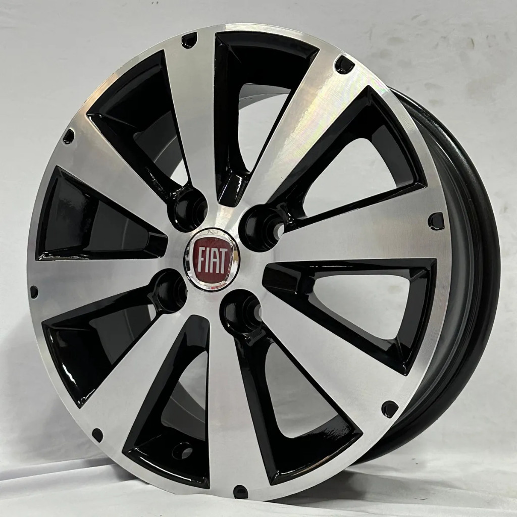 Jogo De Rodas Aro 14/15 Fiat Linea Argo Cronos Strada Stilo Palio Punto 4x98 Preta Diamantada