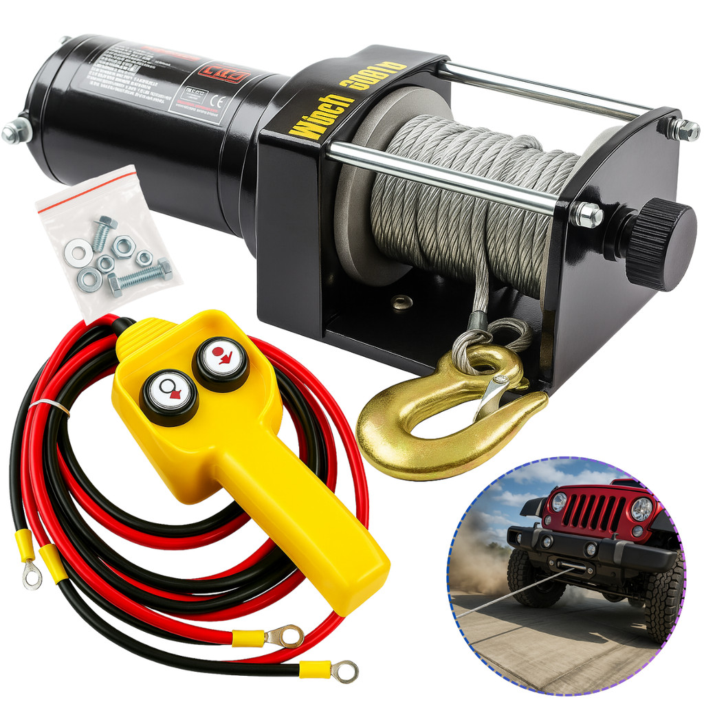 Guincho Elétrico Para Jeep Troller Jetski Carretinha 1361kg 12V