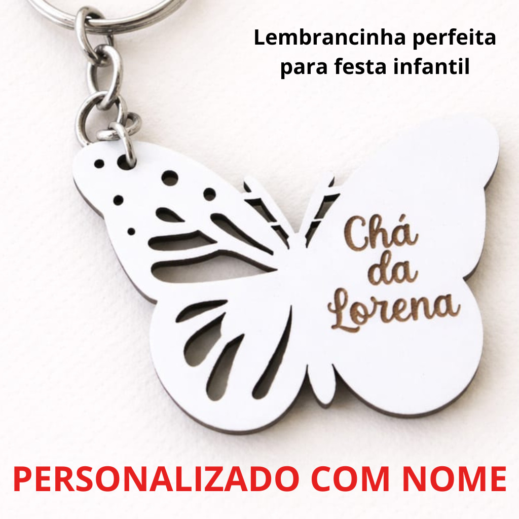 Kit 10  Chaveiros  Personalizado Borboletas Lembrancinha MDF Aniversário Festas Jardim Encantado