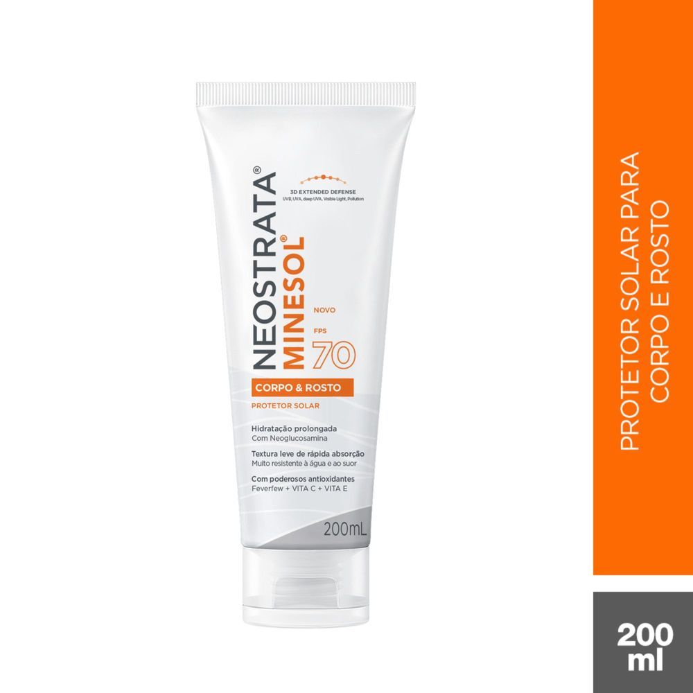 Protetor Solar Dermatológico Rosto e Corpo FPS70 Neostrata Minesol 200ml em Oferta na Shopee
