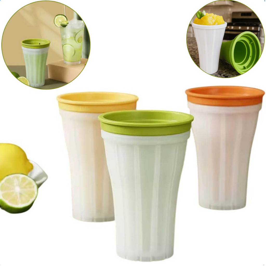 Copo Forma de Gelo Smoothie Raspadinha Copo Mágico com Tampa Bebidas Drinks