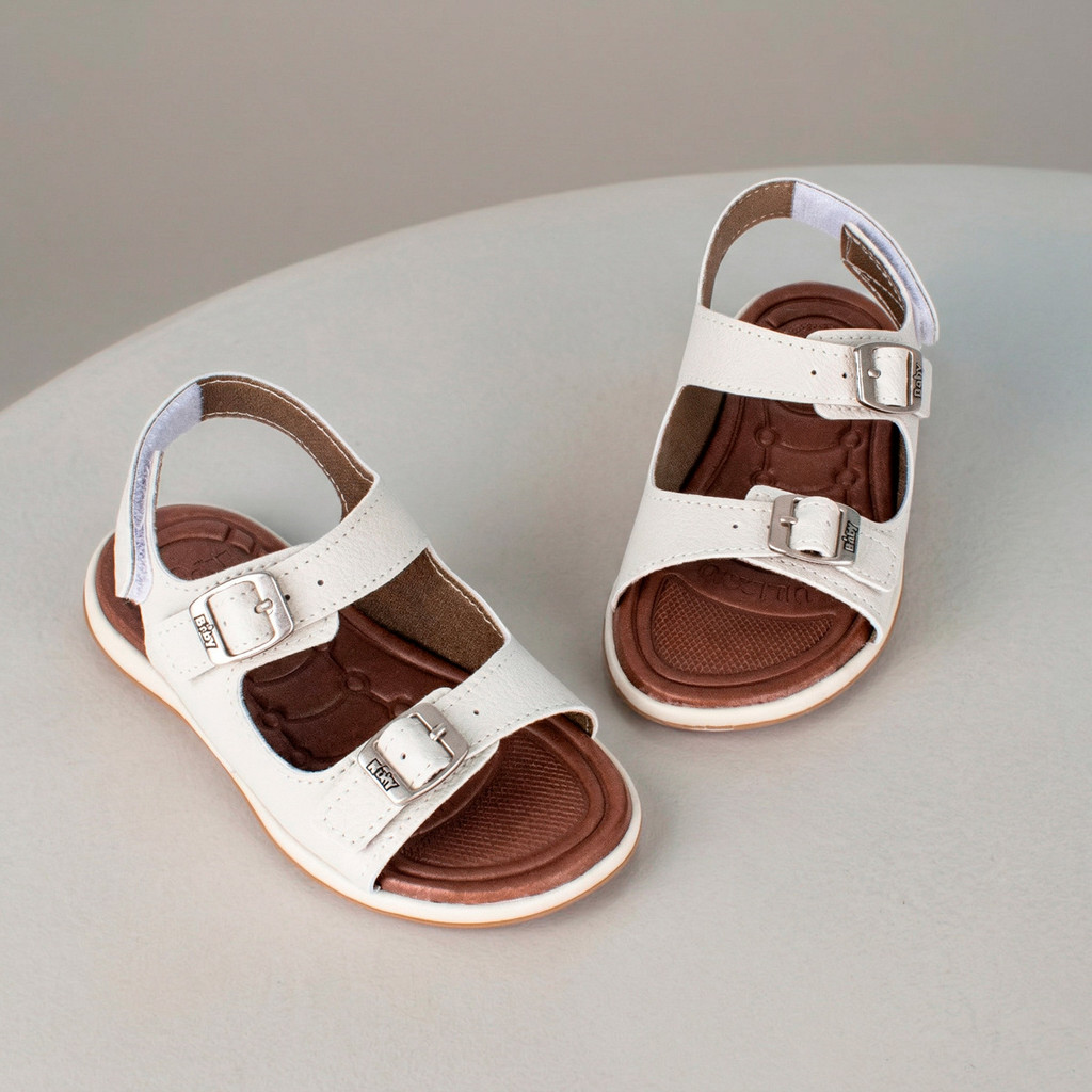 Sandália Infantil Menino Kidy Baby Natural Estilo Papete Fivela Ajustável Conforto Dia a Dia
