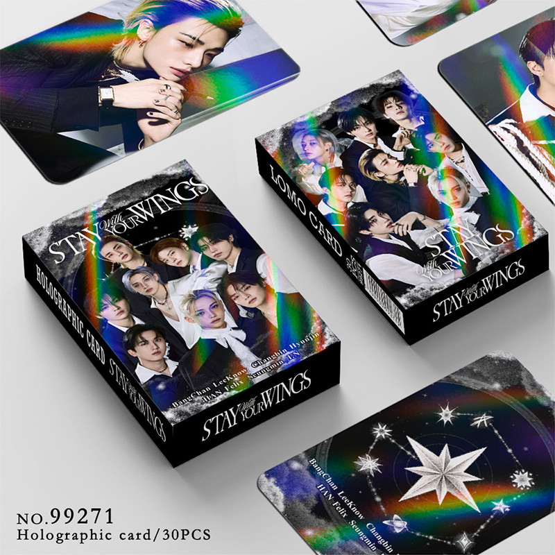 30 Pçs/Caixa Stray Kids Photocard Cartão Holográfico Ficar Com Suas Asas Álbum KPOP LOMO De Coleção