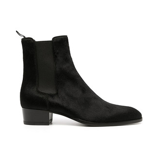 Chelsea botas masculinas de couro genuíno britânico bico fino chelsea bota curta masculina botas de crina botas Martin d
