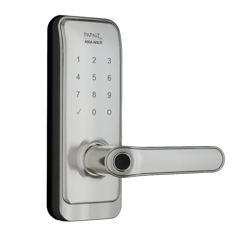 Fechadura Eletrônica Digital Smart Lock Com Biometria, Senha, Cartão E Chave Prata SL205 - Papaiz