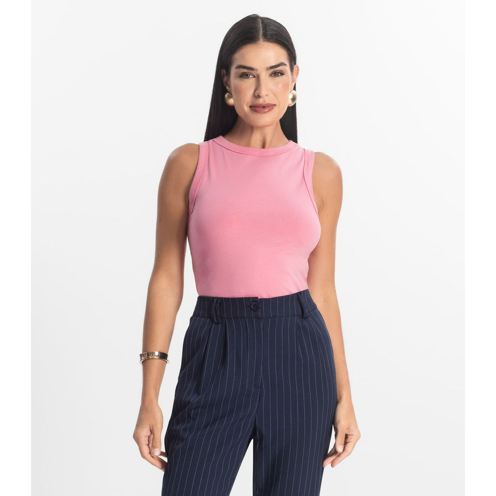 Regata Básica Feminina em Cotton Leve Rovitex Rosa em Oferta na Shopee