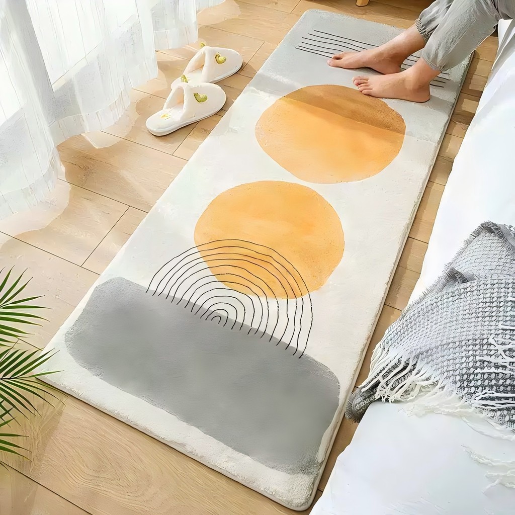 Tapete Geométrico Nórdico 50×150cm Antiderrapante para Quarto Sala Corredor BOSCO