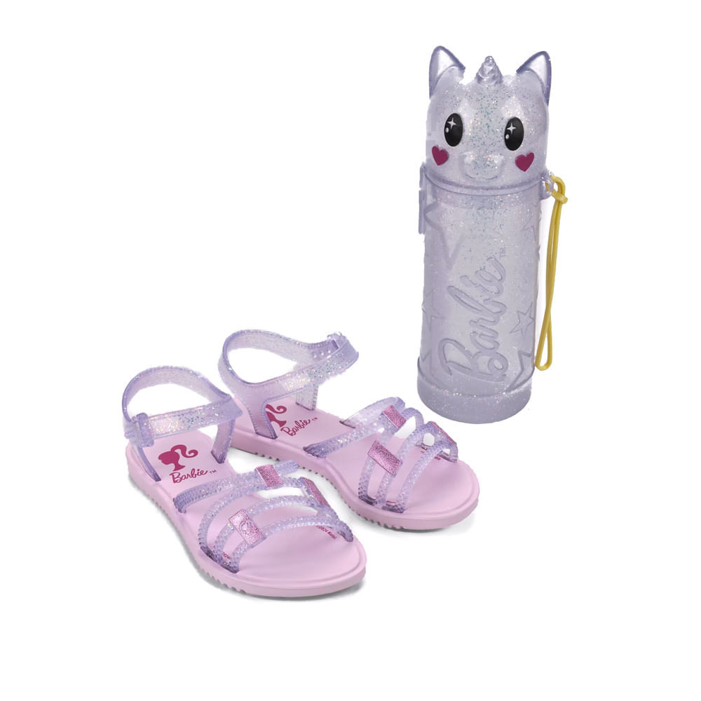 Sandália Infantil Grendene Barbie Unicórnio Rosa Claro