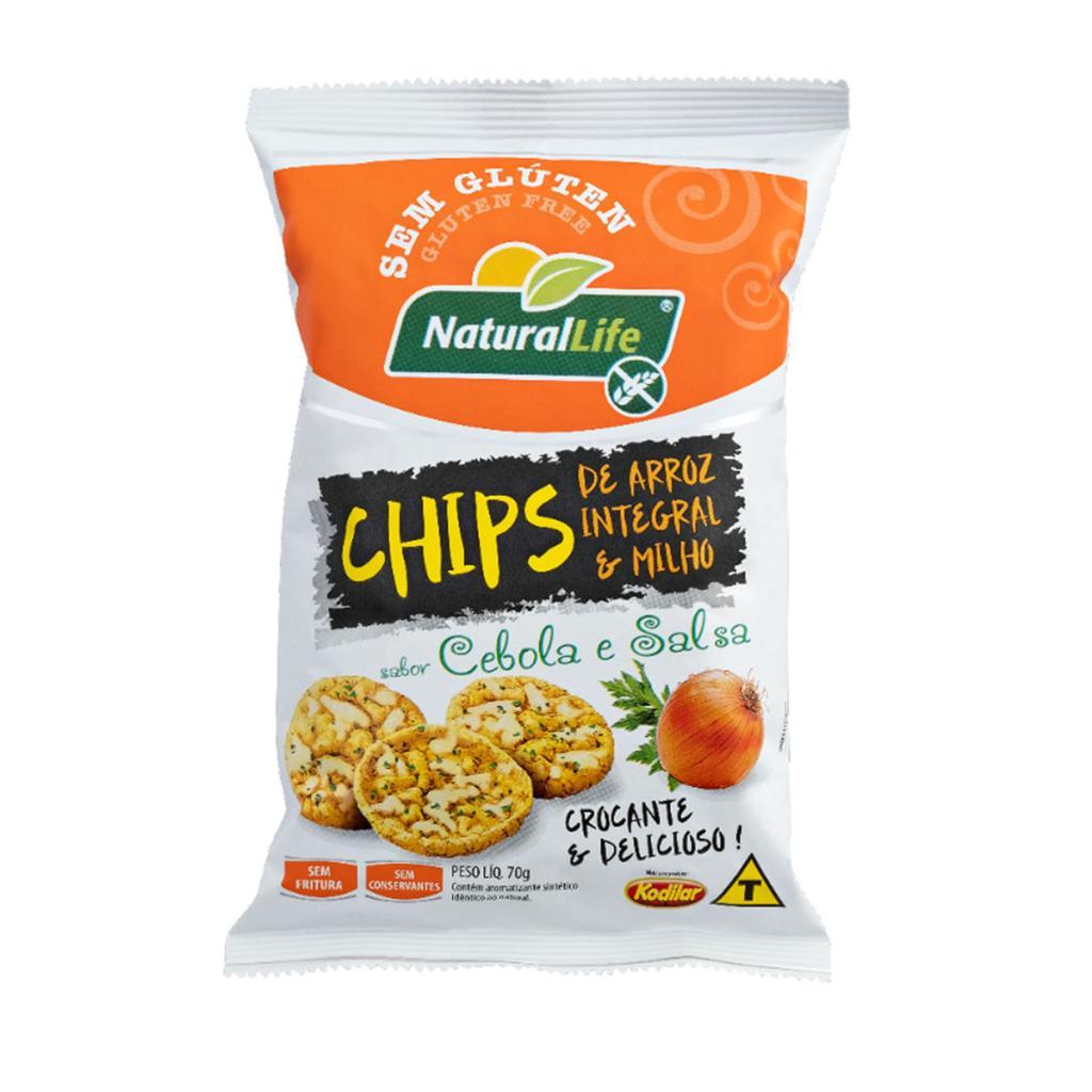 Chips de Arroz Integral e Milho Sabor Cebola e Salsa Sem Glúten 70g - NaturalLife
