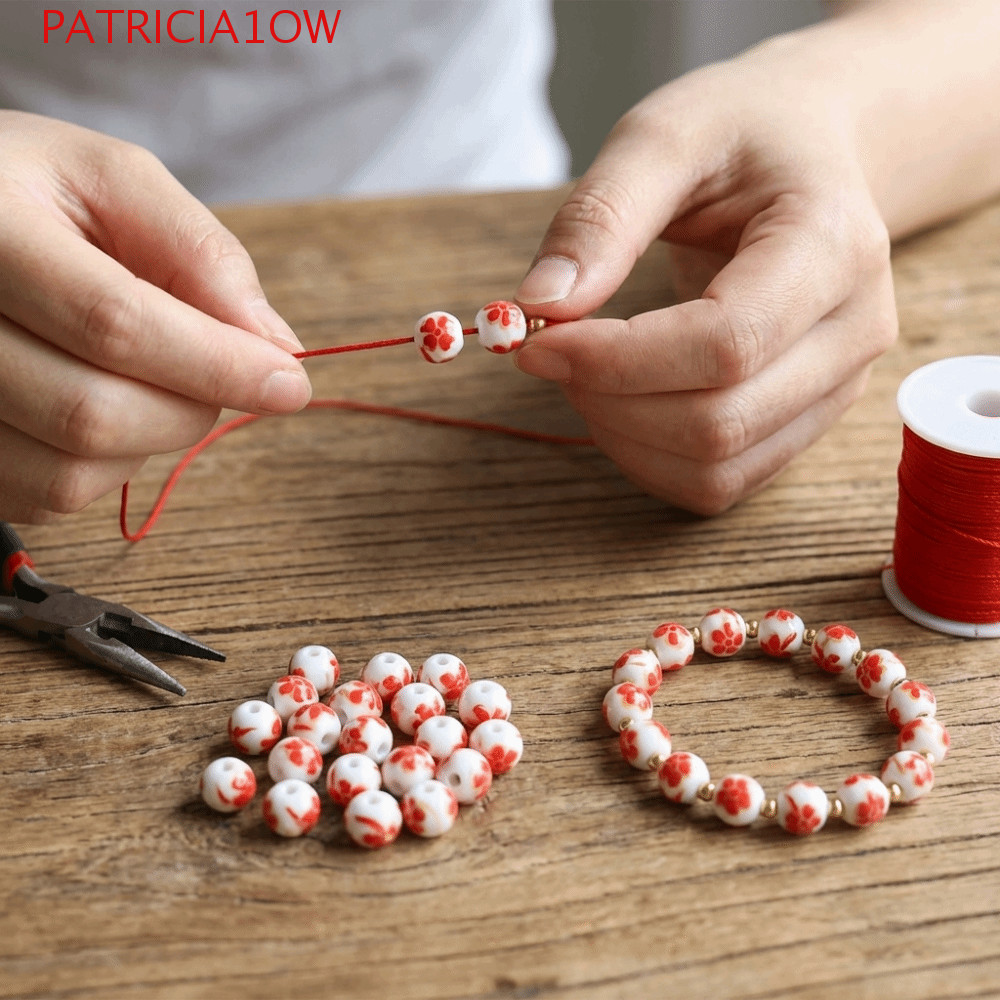 PATRICIA1OW 30 Unidades/Conjunto Contas Soltas , Flores Impressas Redondas De Cerâmica DIY , Criativas De Estilo Chinês
