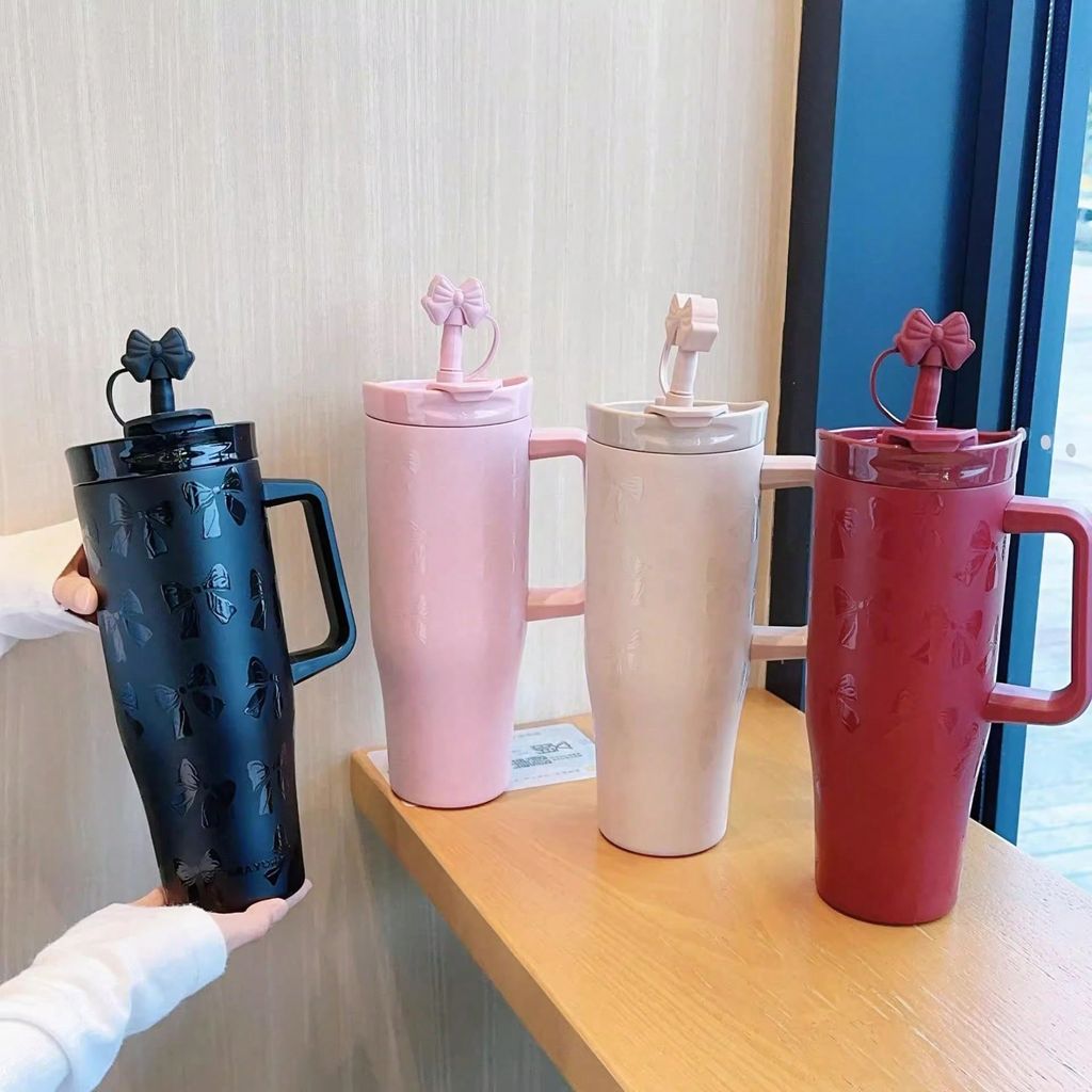 SITARAYURI Copo Térmico Copo para carro Copo grande para água quente 1200ML com alça portátil fácil de transportar