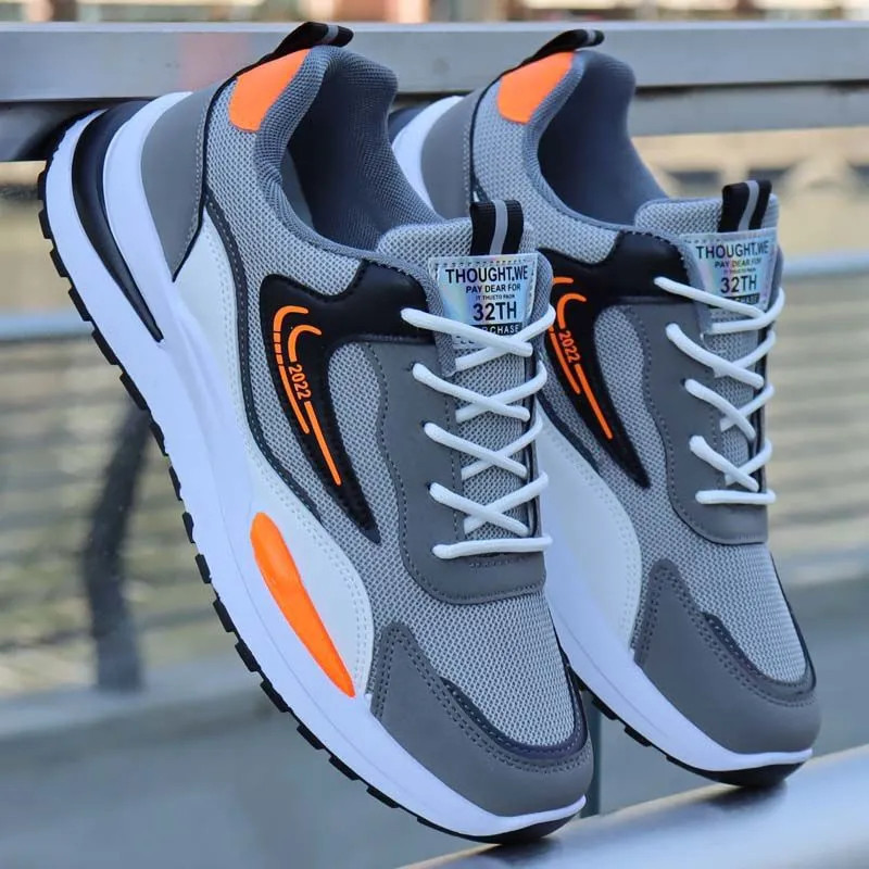 Lazer esportes malha de cano baixo moda simples sola ultraleve tênis masculinos de corrida