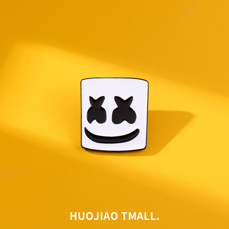 Criativo marshmallow capacete máscara broche marshmello cem grande DJ Festival de música eletrônica único Disco pino fem