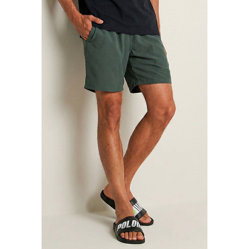 Short Vôlei Liso Logo Polo Wear Verde Escuro