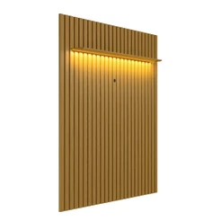 Painel Ripado com Led 222x218 P/ TV 70 Polegadas London Cedro - Olivar Móveis