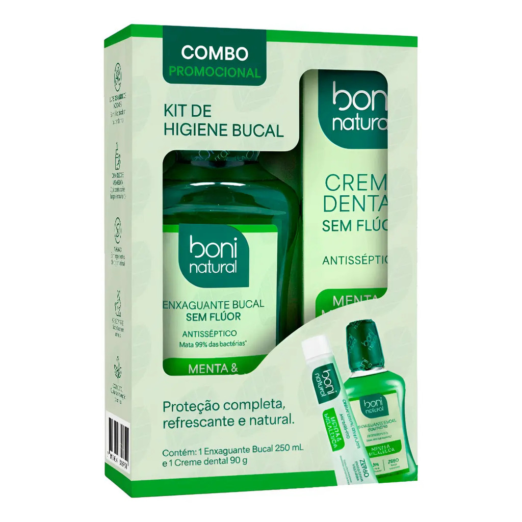 Kit Creme Dental e Enxaguante Bucal Menta Melaleuca
