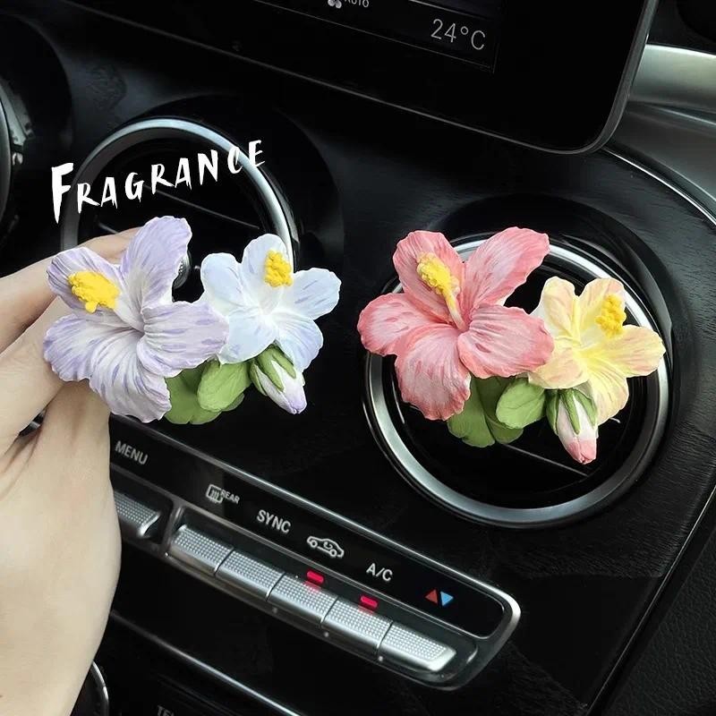 Flor De Hibisco Temperamento Requintado Saída De Ar Do Carro Condicionado Decoração De Perfume Estilo Deusa Difusor De A