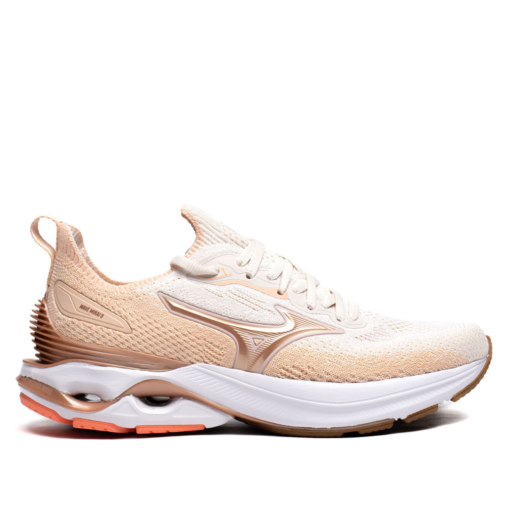 Tênis Feminino Mizuno Wave Mirai 8 Knit Off White/Bege